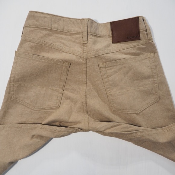Gustin Jeans Mens 32 Tan Brown Japan Linen Chambray Five Pocket Button Fly Slim - Picture 11 of 11